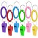 Thinp 6 pieces of trill pipe triller pipes children sports pipe whistle plastic with a stretchable coil band lanyard colors pipe whistle for children football pipe for school sports referee-6 colors