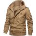 Hanxiulin Fleece Plush Jacket for Men | Warm Windproof Winter Coat | Fluffy Thick Khaki 3XL Outdoor Jacket - Buy Online on GoSupps.com