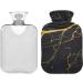 Buy Black Marble Hot Water Bottle with Gold Line - 2L Soft Cover for Winter Comfort | Ideal for Bed Hand Neck & Shoulders - International Shipping Available - Buy Online on GoSupps.com