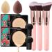 2 PCS Air Cushion CC Cream Mushroom Head Foundation, Amazfly Moisturizing BB Cream Makeup Long Lasting Matte Concealer Bright Makeup Base Long Lasting with Mushroom Makeup Sponge and Powder Brush (Natural)
