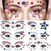 4th of July Face Tattoo Stickers Eye Makeup Sticker 10 Sheets Independence Day Temporary Tattoos for Women Patriotic Body Art Party Decoration Supplies USA America Flag Sticker Holiday Fake Tattoos