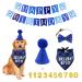 AOT Dog Birthday Party Supplies Plaid Cute Doggy Bandana Set with Happy Birthday Banner Cap Bowtie Birthday Number Puppy Birthday Outfits for Small Medium Dogs Pets Medium BLUE