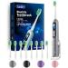 7AM2M Electric Toothbrush for Adults & Teens with LED Screen 3 Intensity Levels & 5 Modes One Charge for 90 Days Fast Charge & Holder 2 Mins Built in Smart Timer with 8 Brush Heads (Gray)