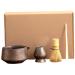 Matcha Set Bamboo Matcha Kit Includes Whisk Whisk Holder Tea Spoon 580ml Ceramic Bowl Manual Japanese Tea Set for Matcha Making Tea Gifts for Tea Lovers Style 2