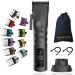 Supreme Trimmer 2Spee Hair Clipper (3.5 Hour Use) Removable Blades 2 Speeds Battery Display | Cordless Professional Barber - Easy Color Coded Guide Combs | STC922 Black