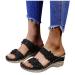 PGOJUNI Womens Sandals Wide Width Women Orthopedic Diabetic Sandals with Arch Support Wide Width Summer Platform Wedge Sandals 8.5 D-1 Black