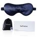 LaCourse 100% Genuine 22Momme Mulberry Silk Eye Mask for Sleeping Comfortable & Blackout Sleep Mask with Elasticated Silk Band Pure Silk Filler and Internal Liner (One Size Navy Blue) Navy Blue - Gift Set