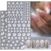 White Flower Nail Decals | Cherry Blossom Leaves Nail Stickers | 3D Self-Adhesive Nail Art Supplies - Buy Online on GoSupps.com