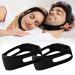 Harewu 2PCs chin straps to prevent snoring adjustable and breathable chin straps effectively to solve snoring and sleep quality universal for men and women (black border)