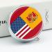 Round Pill Box with American Spain Flag | 3 Compartment Portable Metal Pill Organizer | Decorative Pocket Pill Case - Buy Online on GoSupps.com