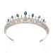 SWEETV Cubic Zirconia Wedding Tiara for Bride & Flower Girls - Princess Tiara Headband Bridal Crown  Bridal Hair Accessories for Women  Royal Blue