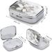 Stylish White Flower Print 2 Compartment Pill Box | Portable Metal Pill Organizer for Pocket & Purse - Ideal for Travel - Buy Online on GoSupps.com