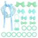 Bekecidi 21 Pieces Bow Hair Accessories Set Bow Hairpin Bow Hair Clips Rubber Band Bows Ribbon for Girls Kids (Green)