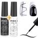 NXJ INFILILA Nail Art Gel Polish 2pcs 8ml Liner Nail Polish Set Gel Liners Black & White Classic Colors Gel Paint for Nails Art French Petal Swirl Fire Nail Design Manicure Salon Liner Blcak White