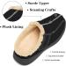 EVGLOW Men's Suede Leather House Slippers with Arch Support, Non Slip, Christmas Gift, Size US 12-12.5, All Black - Buy Online on GoSupps.com