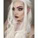 Kunsthaar wig 61 cm platinum blonde natural waves half-hand-made with middle parting glue-free 60# U-part lace heat-resistant fiber for women