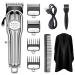 KEMEI 1977 Hair Clippers for Men Professional Cordless Hair Trimmers Grooming Kit Wet/Dry Clippers USB Rechargeable Beard Trimmer Haircut Set for Home Use & Barbers Silver Silver Without Display