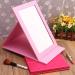 Mouyor Portable Folding Vanity Mirror with Adjustable PU Leather Stand - Pink | Desktop Makeup Mirror - Buy Online on GoSupps.com