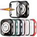 6 Pack Hard Case Compatible for Apple Watch Series 3 38mm with Built-in Tempered Glass Screen Protector JZK Thin Bumper Full Coverage Bubble-Free Cover for iWatch Series 3/2/1 38mm Accessories Black/Deep Blue/White/Red/Pink/Green 38 mm
