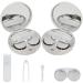 FEILIBAY 2pcs Marble Contact Lens Case All-in-One Travel Contact Container Soak Storage Kit (Silver)