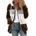 Hanxiulin fleece plush jacket fluffy warm zipper wool jacket sweatshirt ladies long hood fleece jacket lined warm outdoor hooded tops with hooded plush jacket s brown