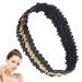 Hairband Elastic Stretch | Hair Bands Fashion | Sequin Headband Elastic | Women's Headbands - Stylish for Teens Girls and Women - Hair Accessories for Volleyball Basketball and Sports Teams Black Gold