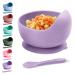 Xabono Baby Plates with Suction BPA Free Suction Plates for Baby Easy to Wash Suction Bowls for Baby and Silicone Baby Spoon Ejoyable Desing Baby Bowls First Food (Purple)