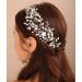 Xerling Wedding Flower Hair Vine - Silver Crystal Bridal Hair Piece with Rhinestone Pearl Accents - Buy Online on GoSupps.com