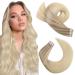 Moresoo Tape in Hair Extensions Human Hair Balayage Blonde Hair Extensions Tape in Ash Blonde with Medium Blonde with Platinum Blonde Tape in Extensions Real Hair 14 Inch #18/22/60 20 Pieces/50g