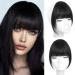 WECAN Clip in Bangs 100% Human Hair Extensions Bangs Hair Clip Natural Black Fringe with Temples Wigs for Women Curved Bangs for Daily Wear (French Bangs, Natural Black) French Bangs #Natural Black
