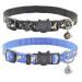 2 PCS Breakaway Cat Collar with Bell, Cute Adjustable Kitten Collars with Accessories Blue Black