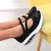 Nihewoo Casual Wedges Slip-on Shoes | Women's Breathable Flats with Arch Support in Black 9.5-10 - Buy Online on GoSupps.com