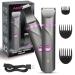 Body Hair Trimmer for Men and Women Pubic Hair Trimmer Bikini Trimmer Electric Shaver Razor for Armpit Legs Groin Hair Removal Rechargeable Ceramic Blades Waterproof Gray+Purple