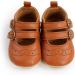 Baby Girls First Walking Shoes | Mary Jane PU Leather Princess Shoes | Anti-Slip Infant Baby Shoes 6-12 Months (Brown) - Buy Online on GoSupps.com