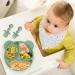 Lanjue Silicone Baby Plate with Suction | Divided Toddler Weaning Plate | Includes Spoon & Fork | Ideal for High Chairs and Tables - Green - Buy Online on GoSupps.com