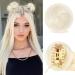 Sofeiyan 2PCS Mini Claw Clip in Hair Bun Messy Cat Ears Hair Bun Extension Synthetic Donut Wig Accessory Updo Space Bun Hair Pieces for Women Girls White Blonde