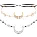 2 Pieces Boho Moon Head Chain Vintage Jewelry Headband Crystal Headpieces Moon Star Hair Accessories Hair Jewelry Headpiece Forehead Chain for Women Girls