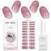 JMEOWIO Gel Nail Stickers Pink White Semi Cured Gel Nail Strips Wraps UV/LED Nail Supplies Nail Art Design Decoration Accessories