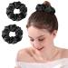 Olesilk 100% 2-er set silk hair tie Silk Scrunchie hair band women's ponytail holder rubber bands for girls or women black black+black