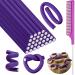 30 Pieces Flexible Curling Rods Twist Foam Hair Rollers Soft Foam No Heat Hair Rods Rollers and 1 Steel Pintail Comb Rat Tail Comb for Women Girls Long and Short Hair (7 x 0.3 Inch Purple) 7x0.3 Inch (Pack of 30) Purple