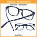 DOOViC Blue Light Filter Reading Glasses - Square Frame Large Lenses Prescription 024 Blue Tortoiseshell 3.0x Magnification - International Shipping Available - Buy Online on GoSupps.com