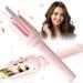 Auto Hair Curler Automatic Curling Iron with 4 Temperature & 3 Timer Automatic Shut-Off Anti-Scald Anti-Tangle Rotating Curling Wand for Hair Styling Pink