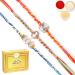 Ghasitaram Gifts Rakhi for Brother Rakhis Online - Set of 3 6300 6371 6400 Fancy Rakhis with 400 GMS of Soan Papdi