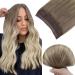 Easyouth Ombre Wire Hair Extensions 12 Inch 70g Invisible Wire Extensions Brown to Platinum Blonde Balayage Wire Human Hair Extensions Short 12 Inch 1-Wire #8/60