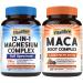 Vitalibre 12 in 1 Magnesium Complex 500mg and Maca Root Capsules Bundle Chelated Magnesium and 1 500mg Maca Root Vegan Non-GMO 120 Capsules Each