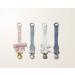 Elodie Details Pacifier Chain 2 Pack - Fabric & Stainless Steel Clip for Baby Boys & Girls - Universal Silicone Ring - Tender Blue Bunny/Stone Silver - Buy Online on GoSupps.com