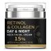 Retinol Cream for Face with 15% Hyaluronic Acid Day-Night Anti-Aging Cream for Neck and Facial for Lifting Skin Collagen Face Moisturizer for Wrinkles Fine Lines and Dryness 1.76 Fl Oz
