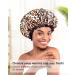Mikimini Leopard Large Shower Hoods 2-Pack | Waterproof & Washable Shower Caps for Long Hair with Black Lace - XL Size for Women - Buy Online on GoSupps.com