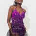 TWINKLEDE Purple Sequin Tassel Belly Dance Halter Bra Top - Women's Backless Crop Vest - Buy Online on GoSupps.com