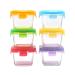 ARSUK Baby Glass Food Storage Containers 6pcs x 150ml Square Airtight BPA-Free Plastic Locking Lids with Silicone Seals for Toddler Foods Fruit Juices